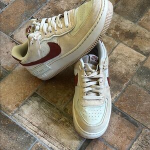 Nike Air Force 1 in Beige and Burgundy
